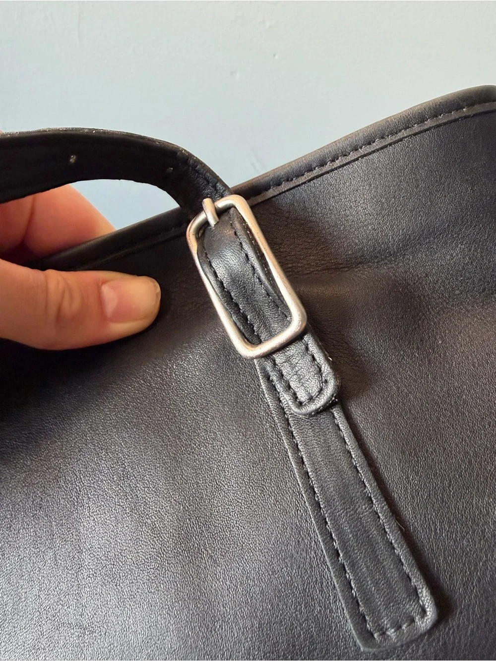 Vintage 1996 Coach Tote #9813- Black Leather with Silver Hardware